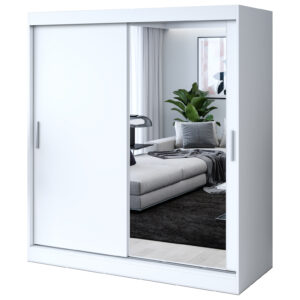 Szafa przesuwna 1 x Lustro 180x200  Hugo , Biały mat