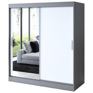 Szafa przesuwna 1 x Lustro 180x200 Sofia, Antracyt mat / Biały mat