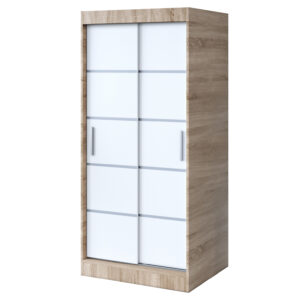 Szafa przesuwna 90x200 Nina , Dąb Sonoma / Biały mat