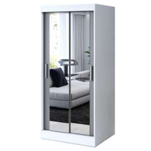 Szafa przesuwna 2x Lustro 90x200 Karl , Biały mat / Antracyt mat