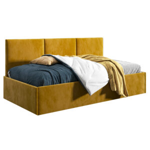 Łóżko młodzieżowe 100x200 Comfort Asti, Musztardowy, Pojemnik