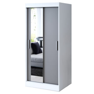 Szafa przesuwna 1x Lustro 90x200 Sofia, Biały mat / Antracyt mat