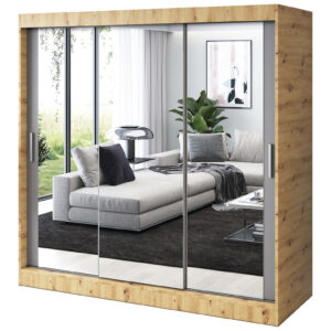 Szafa przesuwna 3x Lustro 200x200 Karl, Dąb Artisan / Antracyt mat