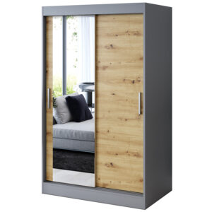 Szafa przesuwna  1 x lustro 120x200  Sofia , Antracyt mat / Dąb Artisan