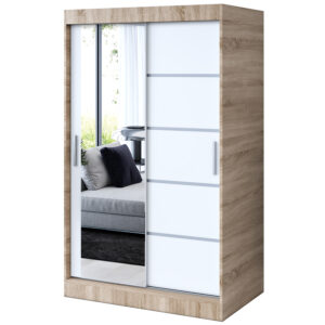 Szafa przesuwna  1 x lustro 120x200  Ralf , Dąb Sonoma / Biały mat