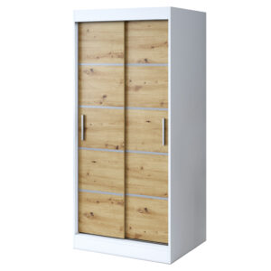 Szafa przesuwna 90x200 Nina , Biały mat / Dąb Artisan