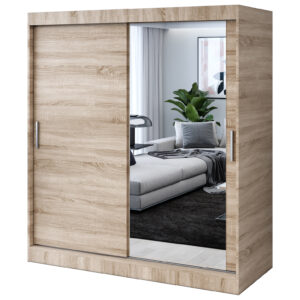 Szafa przesuwna 1 x Lustro 180x200  Hugo , Dąb Sonoma