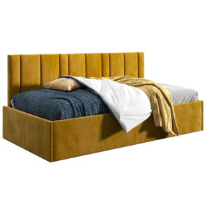Łóżko młodzieżowe 90x200 Comfort Prato, Musztardowy, Pojemnik