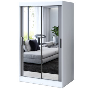 Szafa przesuwna 2 x Lustro 120x200 Karl   , Biały mat / Antracyt mat