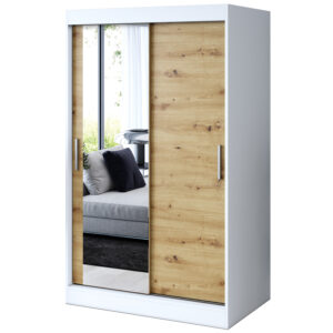 Szafa przesuwna  1 x lustro 120x200  Sofia , Biały mat / Dąb Artisan