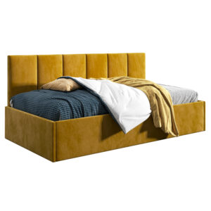 Łóżko młodzieżowe 90x200 Comfort Roma, Musztardowy, Pojemnik