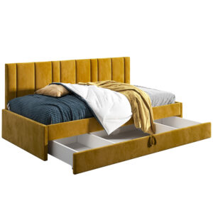 Łóżko młodzieżowe 90x200 Comfort Luka, Musztardowy Szuflada