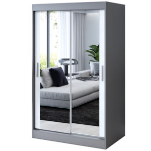 Szafa przesuwna 2 x Lustro 120x200  Karl , Antracyt mat / Biały mat