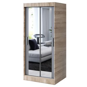 Szafa przesuwna 2x Lustro 90x200 Karl , Dąb Sonoma / Antracyt mat