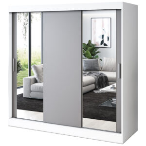 Szafa przesuwna 2x Lustro 200x200 Sofia , Biały mat / Antracyt mat