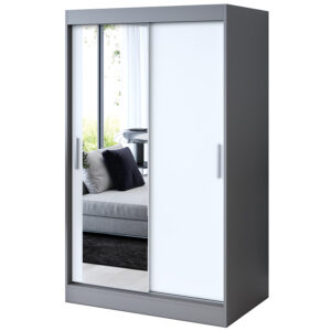 Szafa przesuwna  1 x lustro 120x200  Sofia , Antracyt mat /  Biały mat