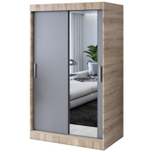 Szafa przesuwna  1 x lustro 120x200  Hugo , Dąb Sonoma / Antracyt mat