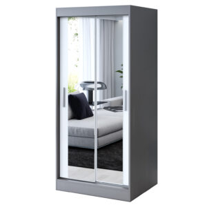 Szafa przesuwna 2x Lustro 90x200 Karl , Antracyt mat / Biały mat