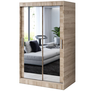 Szafa przesuwna 2 x Lustro 120x200 Karl  , Dąb Sonoma