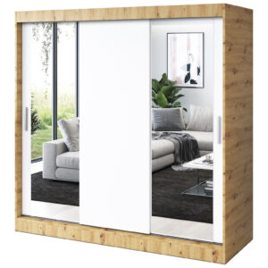 Szafa przesuwna 2x Lustro 200x200 Sofia , Dąb Artisan / Biały mat