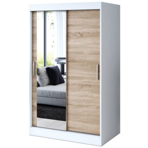 Szafa przesuwna  1 x lustro 120x200  Sofia , Biały mat / Dąb Sonoma
