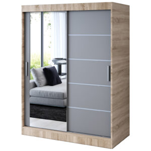 Szafa przesuwna 1 x Lustro 150x200  Ralf , Dąb Sonoma /  Antracyt mat